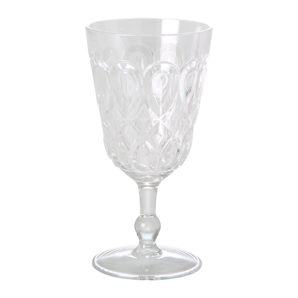 Acrylic Wine Glass with Swirly Embossed Detail - Clear - Rice By Rice