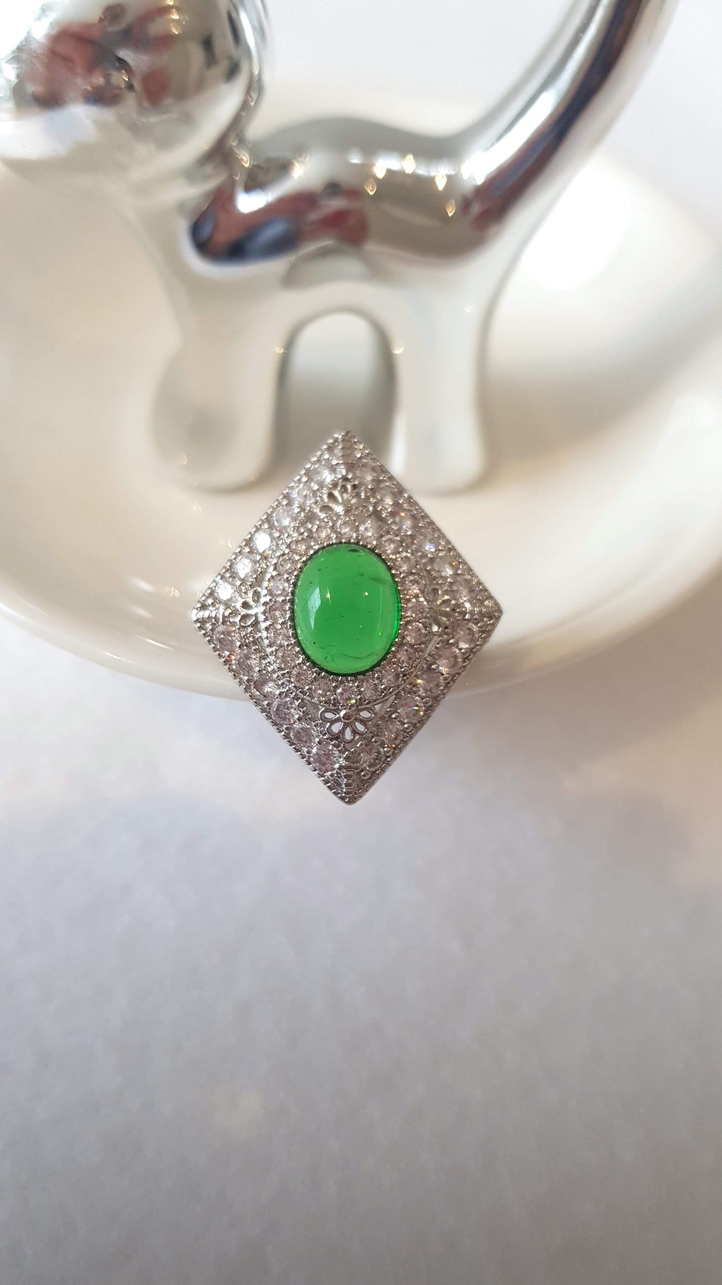 Green Crystal Archaic Ring