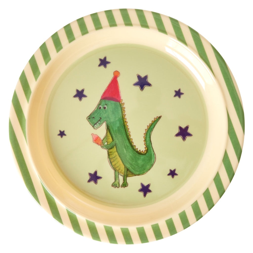 Melamine Kids Plate - Green - Party Animal Print - Rice By Rice