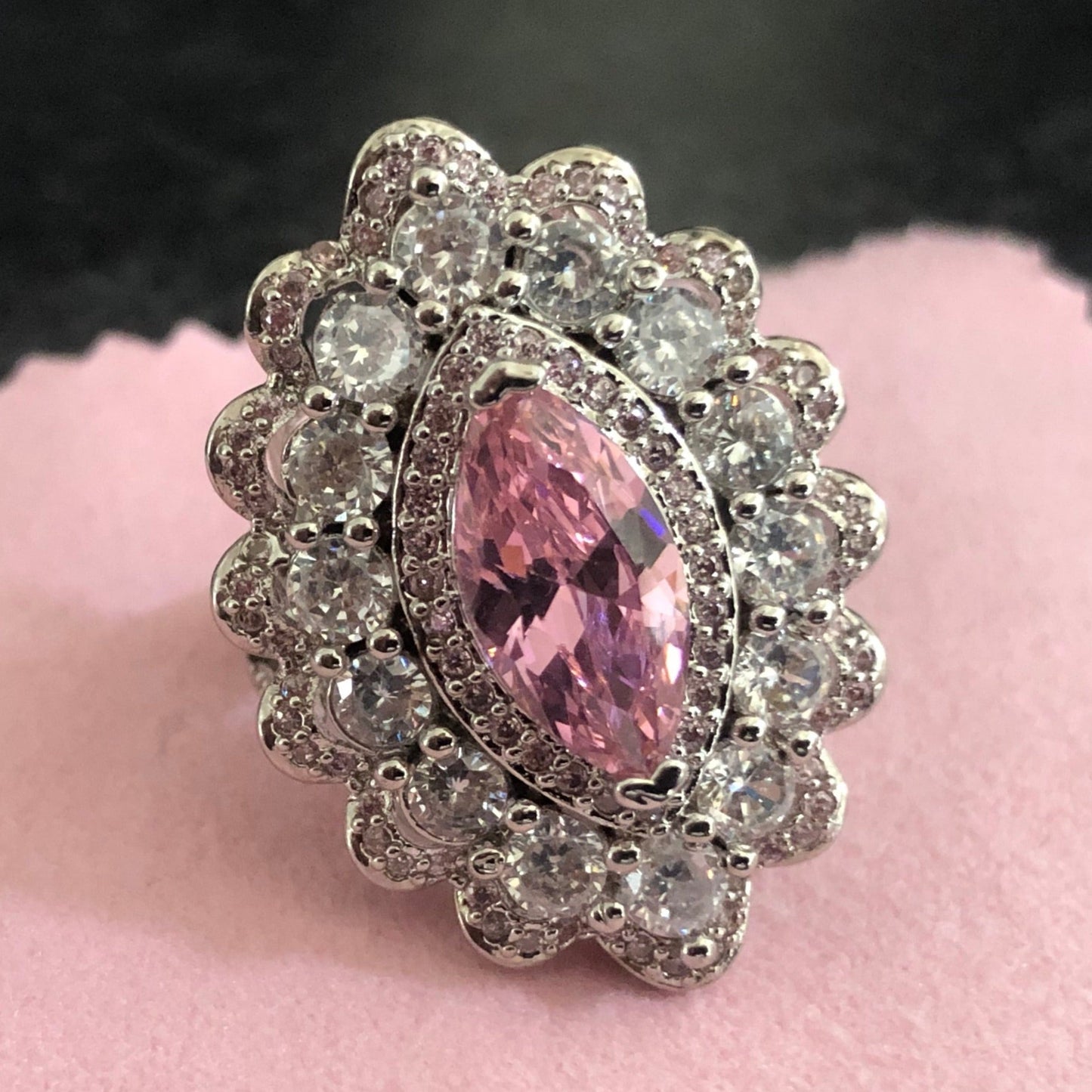 Retro Style Pink Candy Cocktail Ring