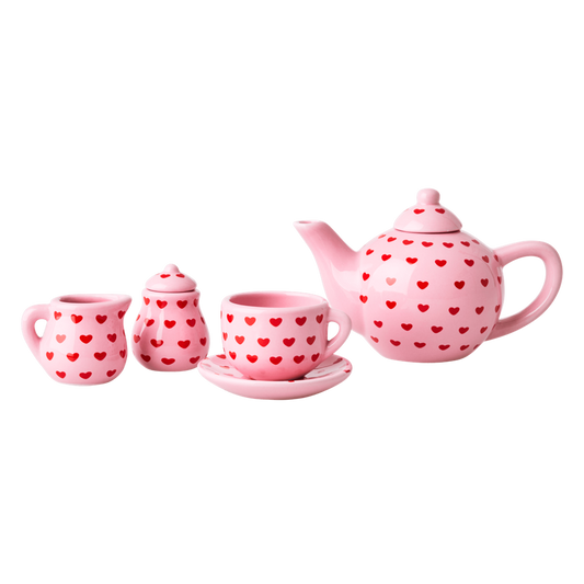 Doll Porcelain Tea Set with Heart Print - Rice By Rice