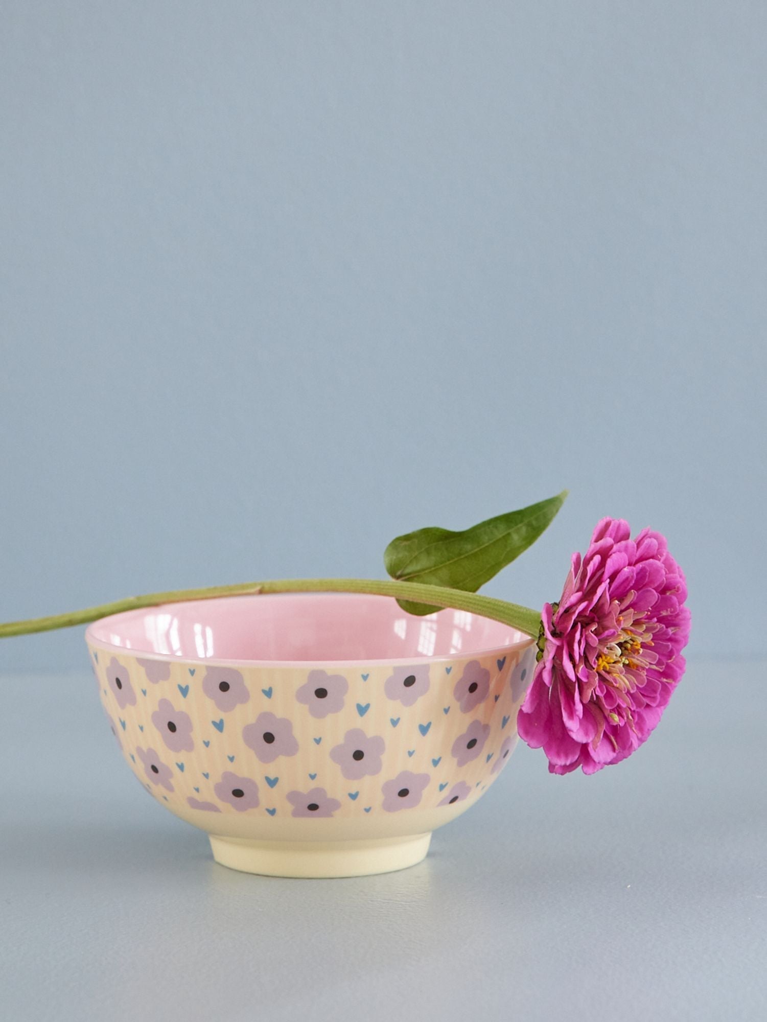 Medium Melamine Bowl - Soft Pink - Flowers Print - Rice By Rice