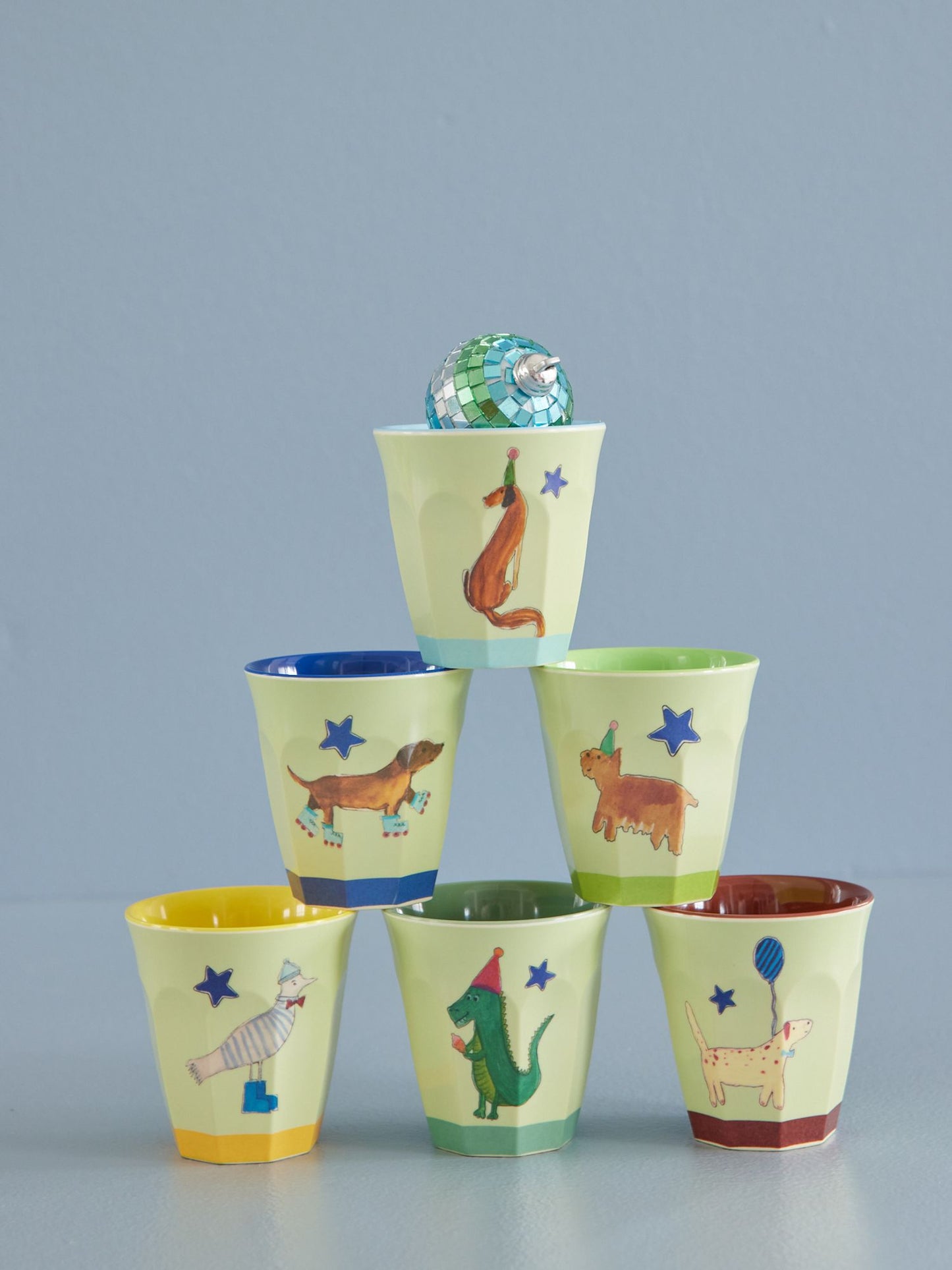 Small Melamine Cup - Green - Party Animal Print - Rice By Rice