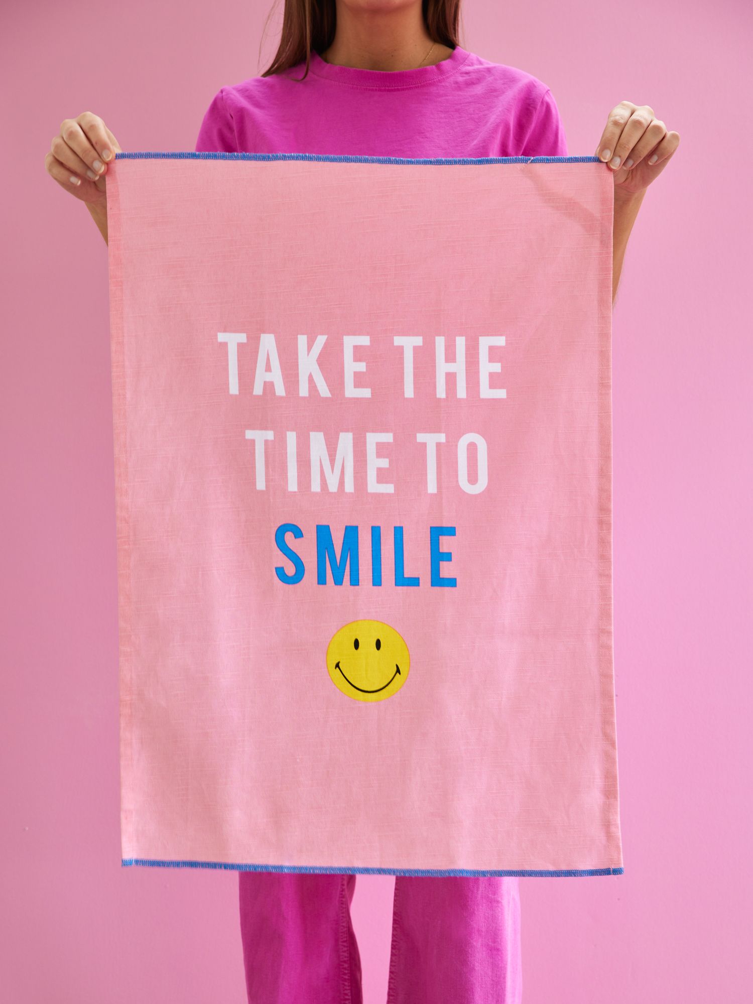 Cotton Tea Towel - Pink - SmileyÂ® - Rice By Rice