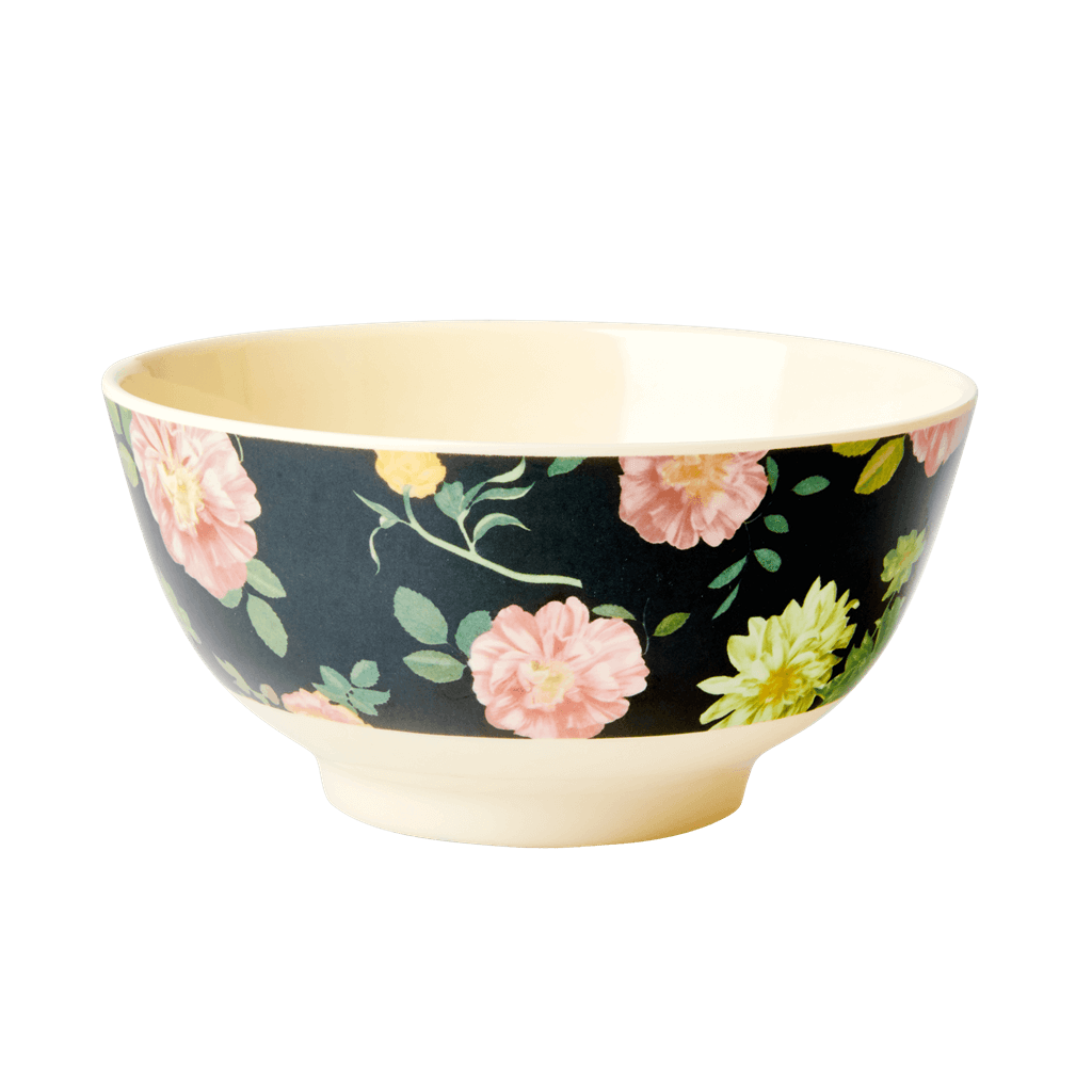 Melamine Medium Bowl | Dark Rose Print - Rice By Rice