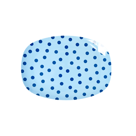 Rice DK Melamine Small Desert Rectangular Plates | Blue Dottie
