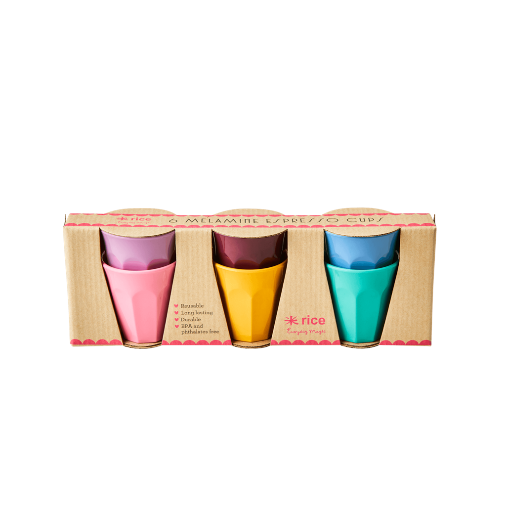 Melamine Cups 'DANCE IT OUT' Colors - Small - 6 pcs. in Gift Box - Rice By Rice