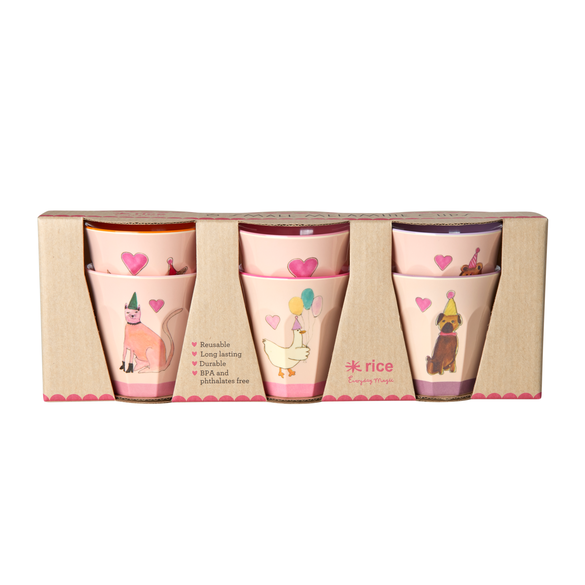 Small Melamine Cup - Soft Pink - Party Animal Print - Rice By Rice