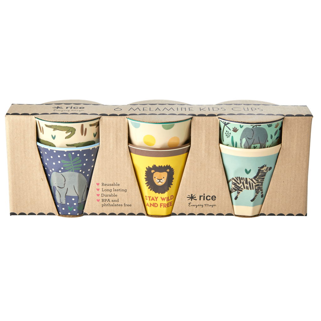 Rice DK Set of 6 Small 'Jungle' Melamine Cups