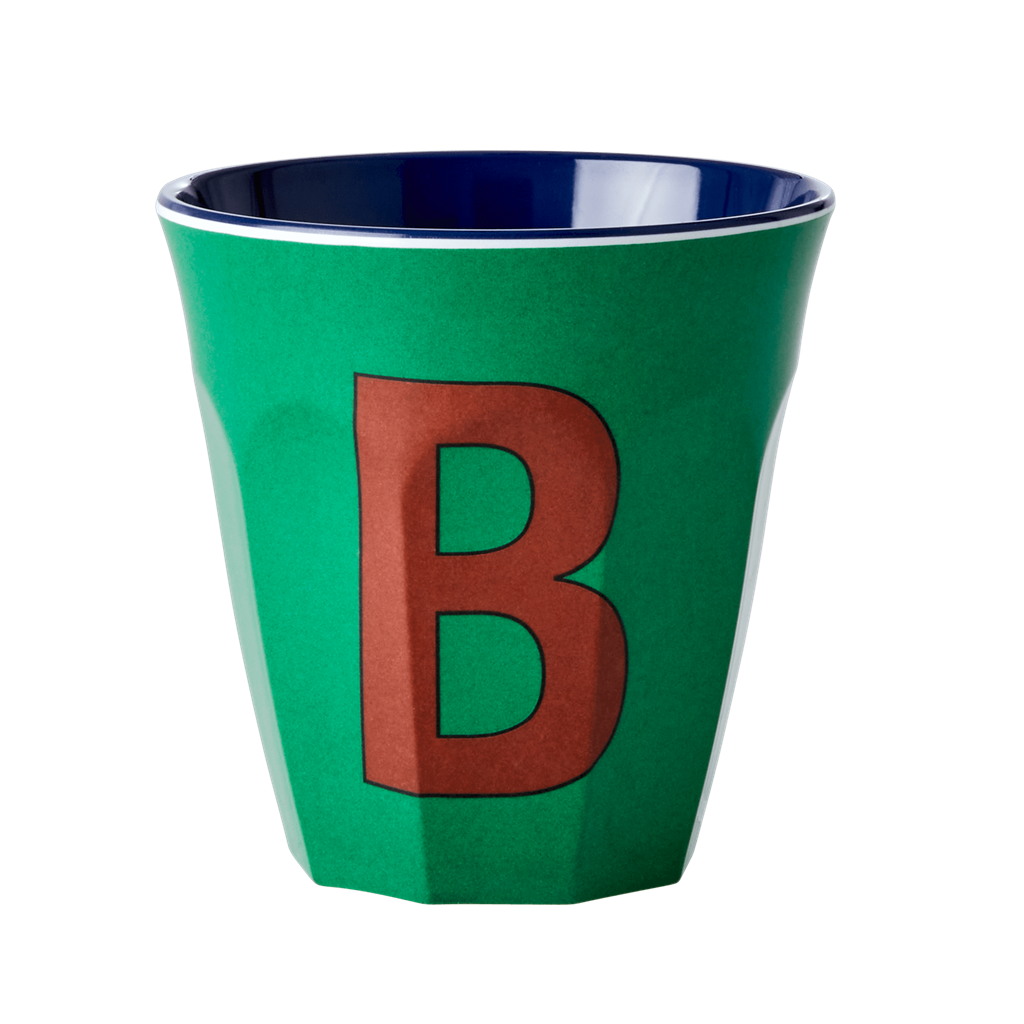 Melamine Cup - Medium with Alphabet in Bluish Colors | Letter B - Rice By Rice