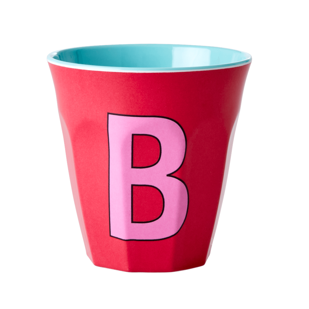 Melamine Cup - Medium with Alphabet in Pinkish Colors | Letter B - Rice By Rice