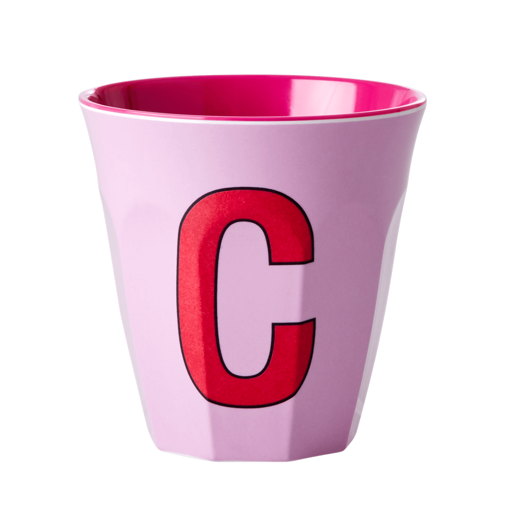 Melamine Cup - Medium with Alphabet in Pinkish Colors | Letter C - Rice By Rice