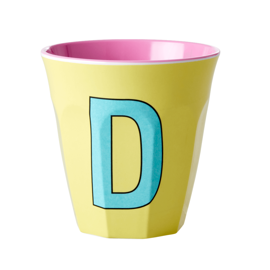 Melamine Cup - Medium with Alphabet in Pinkish Colors | Letter D - Rice By Rice