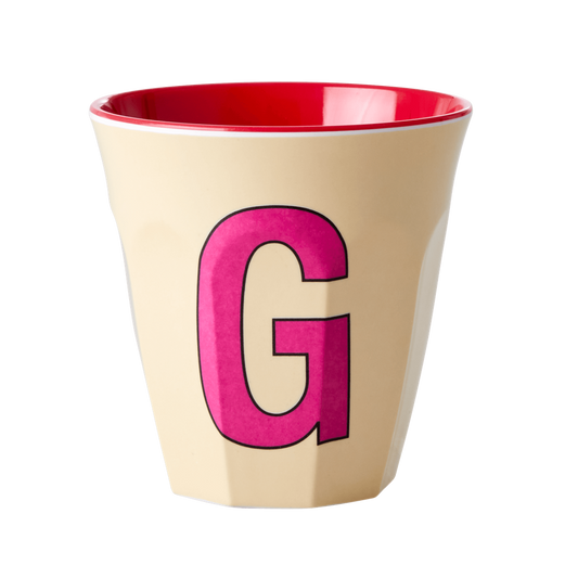 Melamine Cup - Medium with Alphabet in Pinkish Colors | Letter G - Rice By Rice