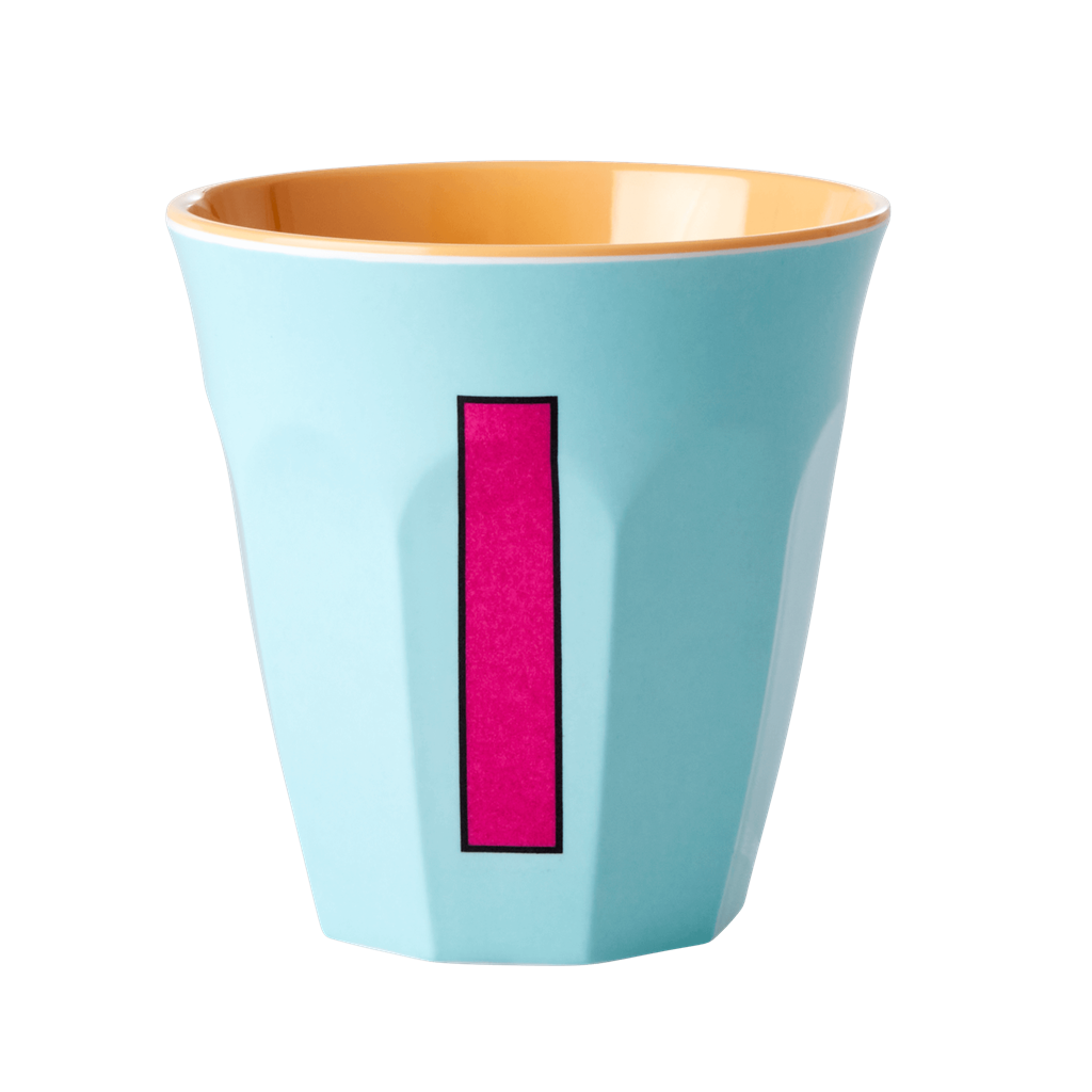 Melamine Cup - Medium with Alphabet in Pinkish Colors | Letter I - Rice By Rice