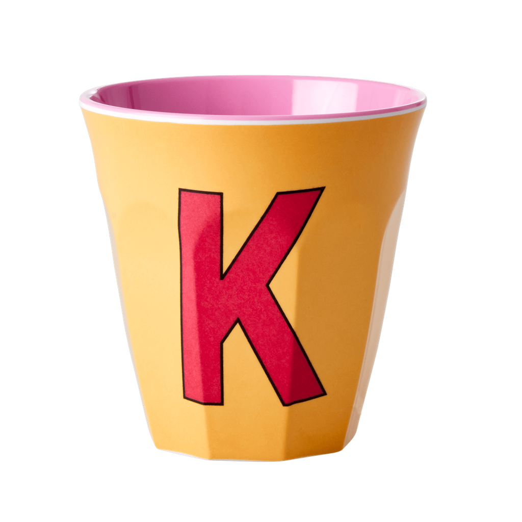 Melamine Cup - Medium with Alphabet in Pinkish Colors | Letter K - Rice By Rice