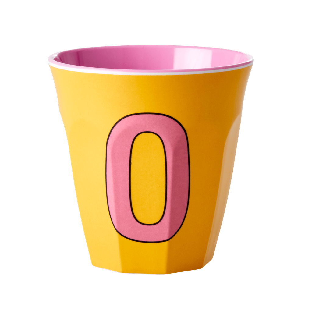 Melamine Cup - Medium with Alphabet in Pinkish Colors | Letter O - Rice By Rice