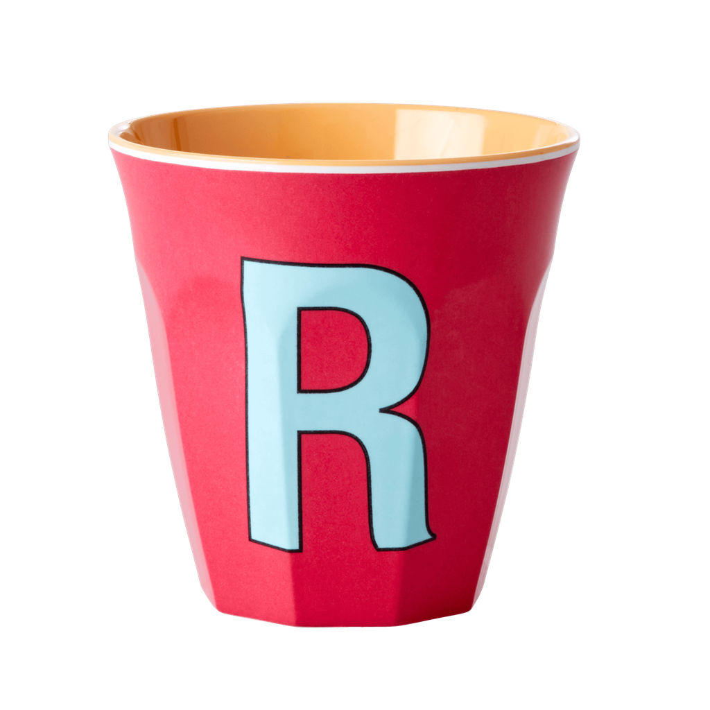 Melamine Cup - Medium with Alphabet in Pinkish Colors | Letter R - Rice By Rice