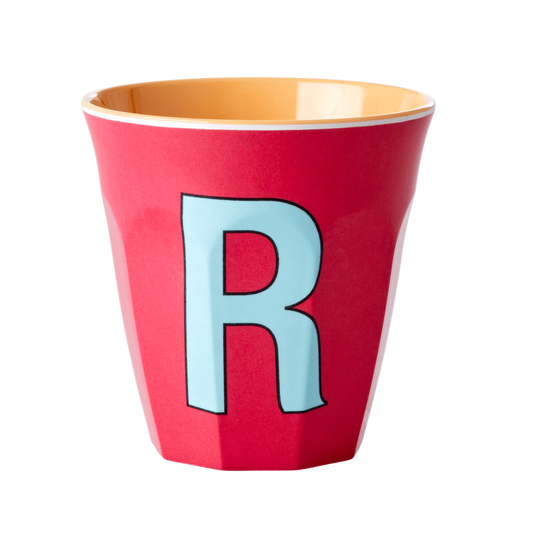 Melamine Cup - Medium with Alphabet in Pinkish Colors | Letter R - Rice By Rice