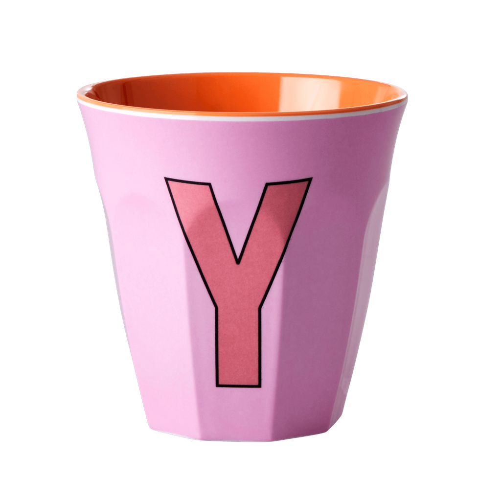 Melamine Cup - Medium with Alphabet in Pinkish Colors | Letter Y - Rice By Rice