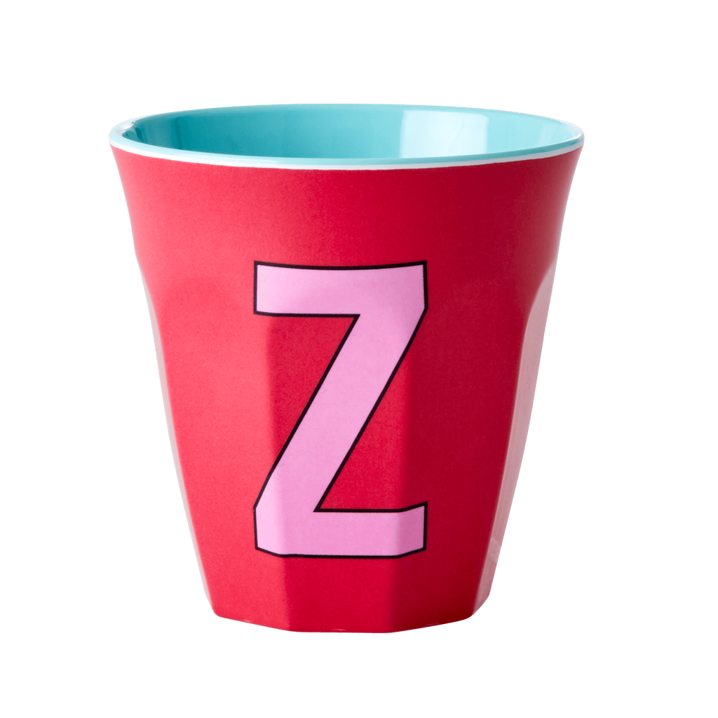 Melamine Cup - Medium with Alphabet in Pinkish Colors | Letter Z - Rice By Rice