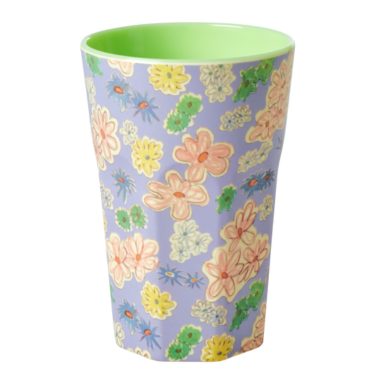 Tall Melamine Cup WITH Flower Paintings Print
