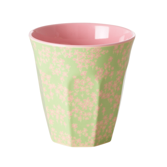 Set of 2 Medium Melamine Cups | Pink Flower Field Print - Rice By Rice