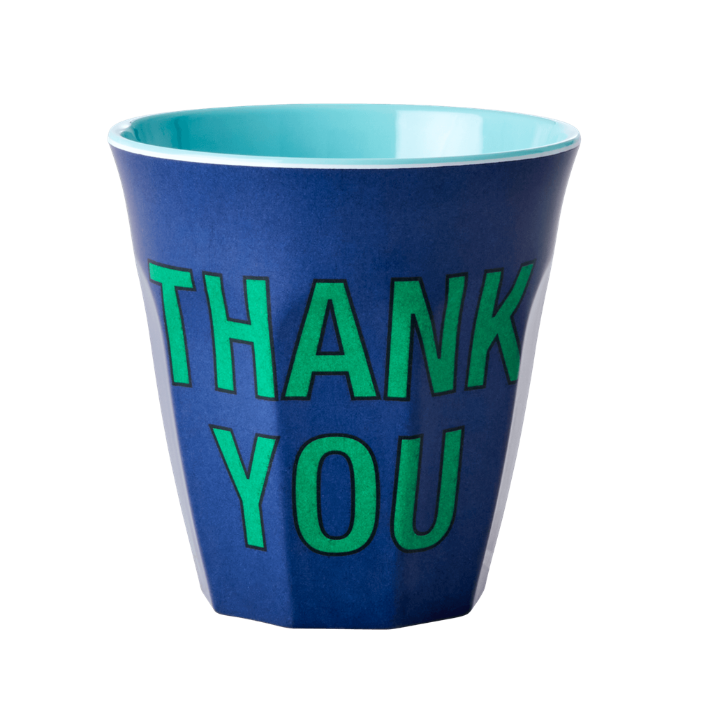 Melamine Cup - Medium with "THANK YOU" | Dark Blue - Rice By Rice