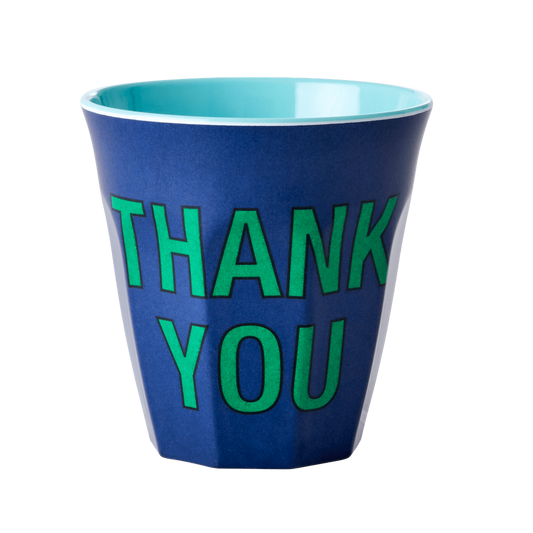 Melamine Cup - Medium with "THANK YOU" | Dark Blue - Rice By Rice
