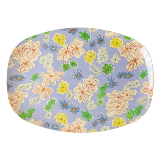 Melamine Rectangular Plate | Flower Painting Print - Rice By Rice