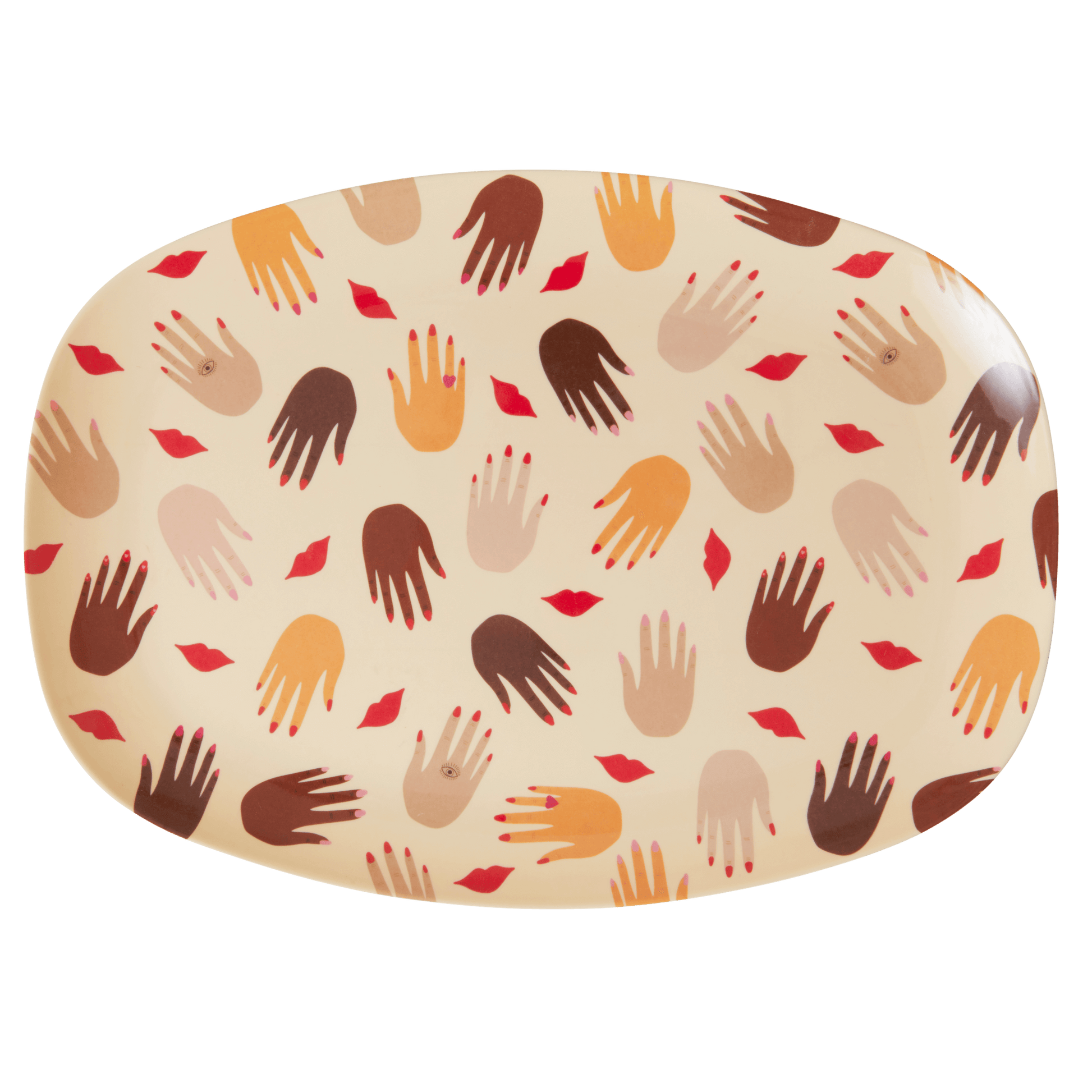Melamine Rectangular Plate | Hands and Kisses Print - Rice By Rice