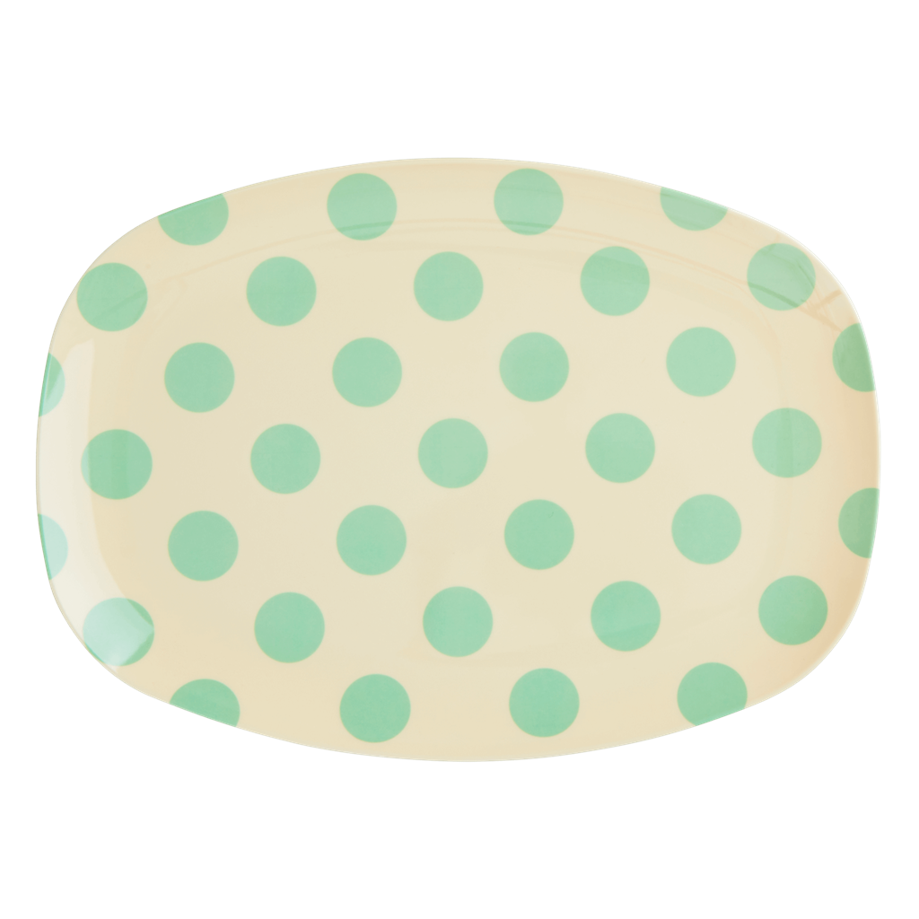 Melamine Rectangular Plate | Green Dot Print - Rice By Rice
