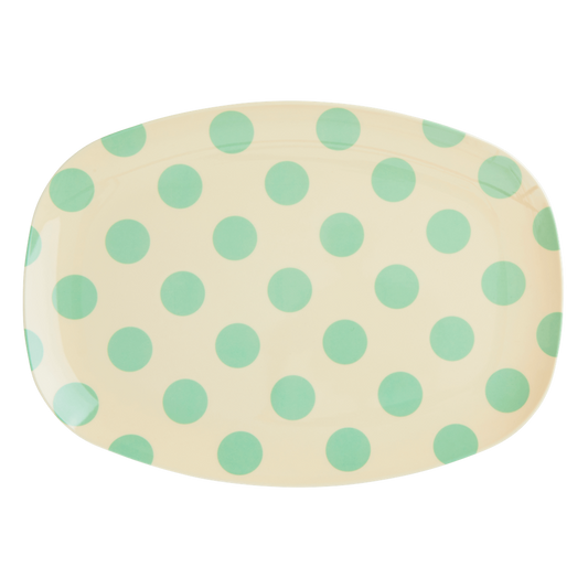 Melamine Rectangular Plate | Green Dot Print - Rice By Rice