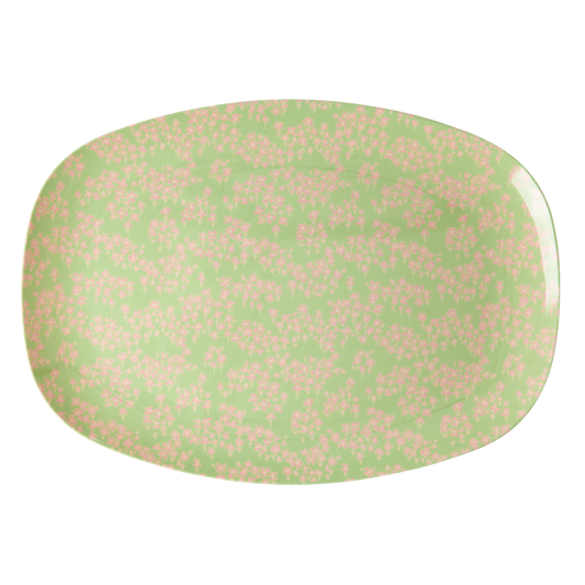 Melamine Rectangular Plate | Pink Flower Field Print - Rice By Rice