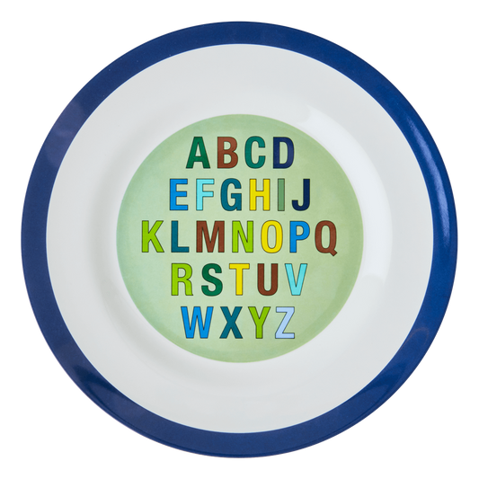 Melamine Kids Dinner Plate | Dark Blue Alphabet - Rice By Rice