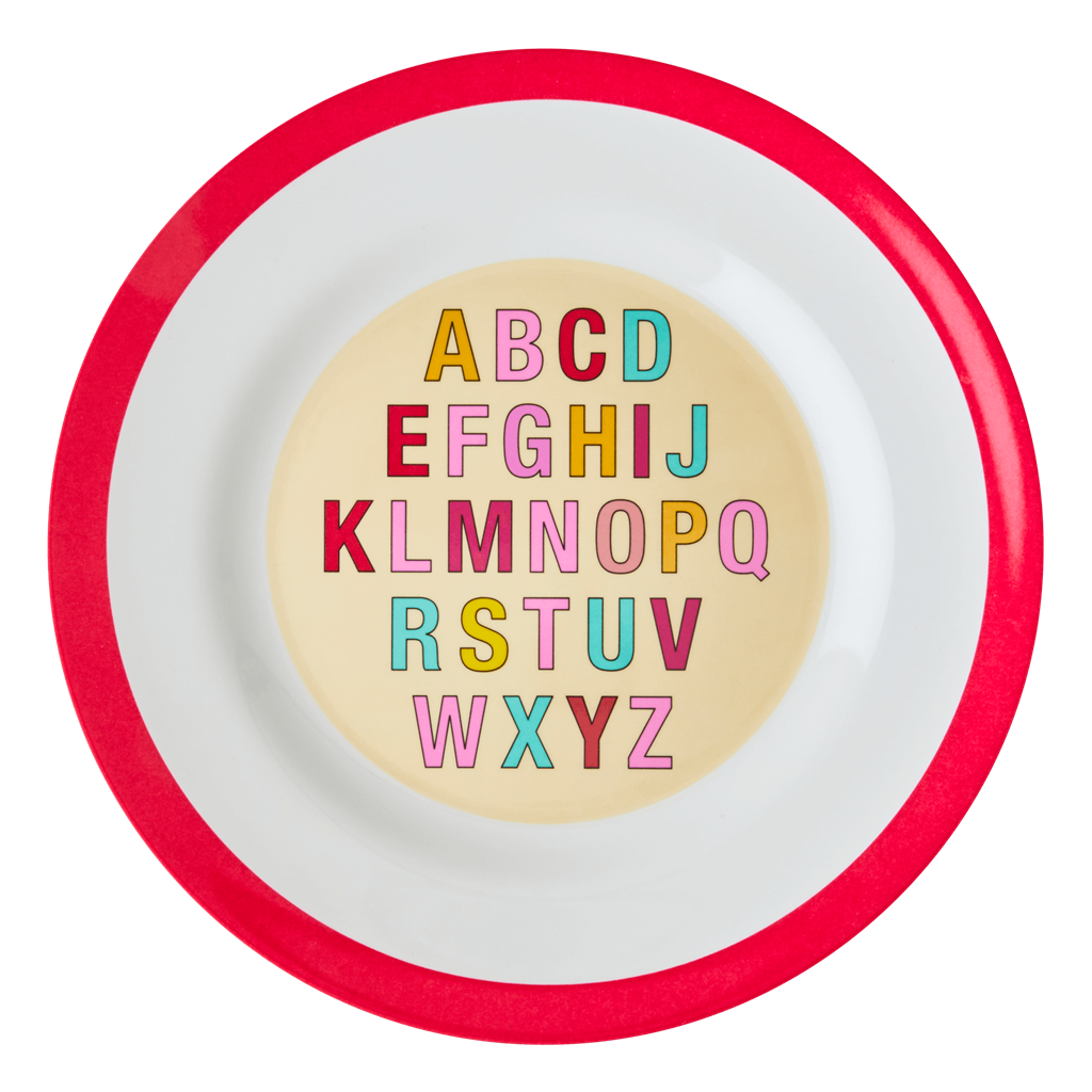 Melamine Kids Dinner Plate | Red Alphabet - Rice By Rice