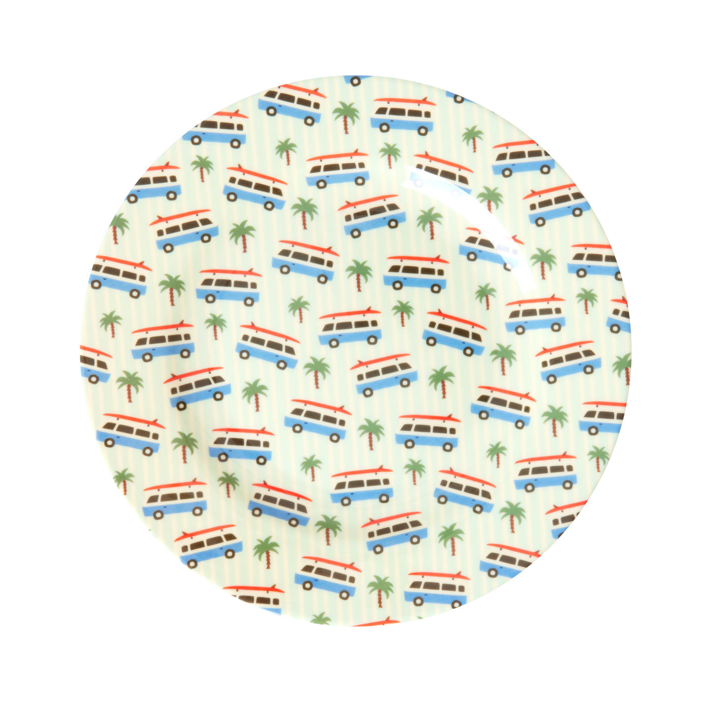 Round Melamine Side Plate - Blue - Car Print - Rice By Rice