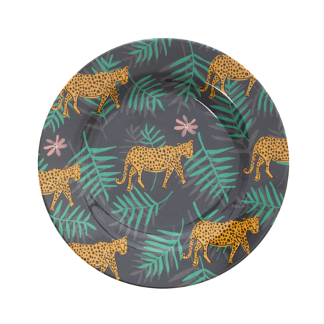 Rice DK Fall Leopard and Leaves Print Side Plate