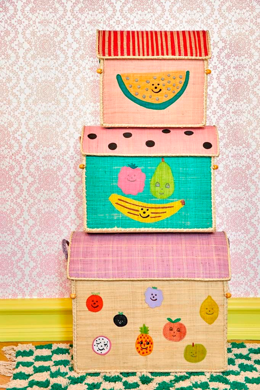 Rice DK Handmade Raffia Set of 3 Baskets 'Fruits'