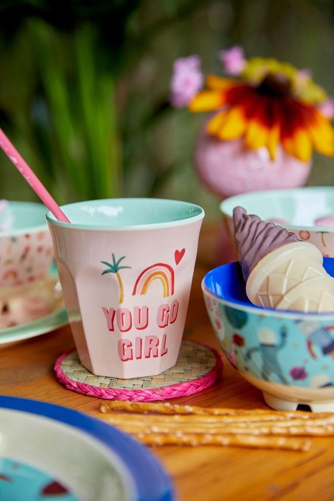 Set of 2 Rice DK 'You Go Girl' Two Tone Melamine Cup