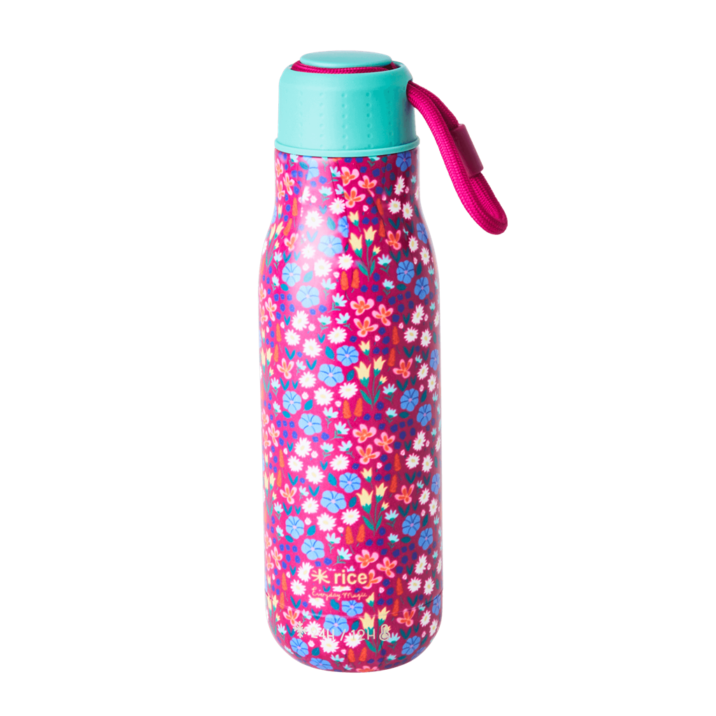 Stainless Steel Thermo Bottle | Poppies Print - Rice By Rice