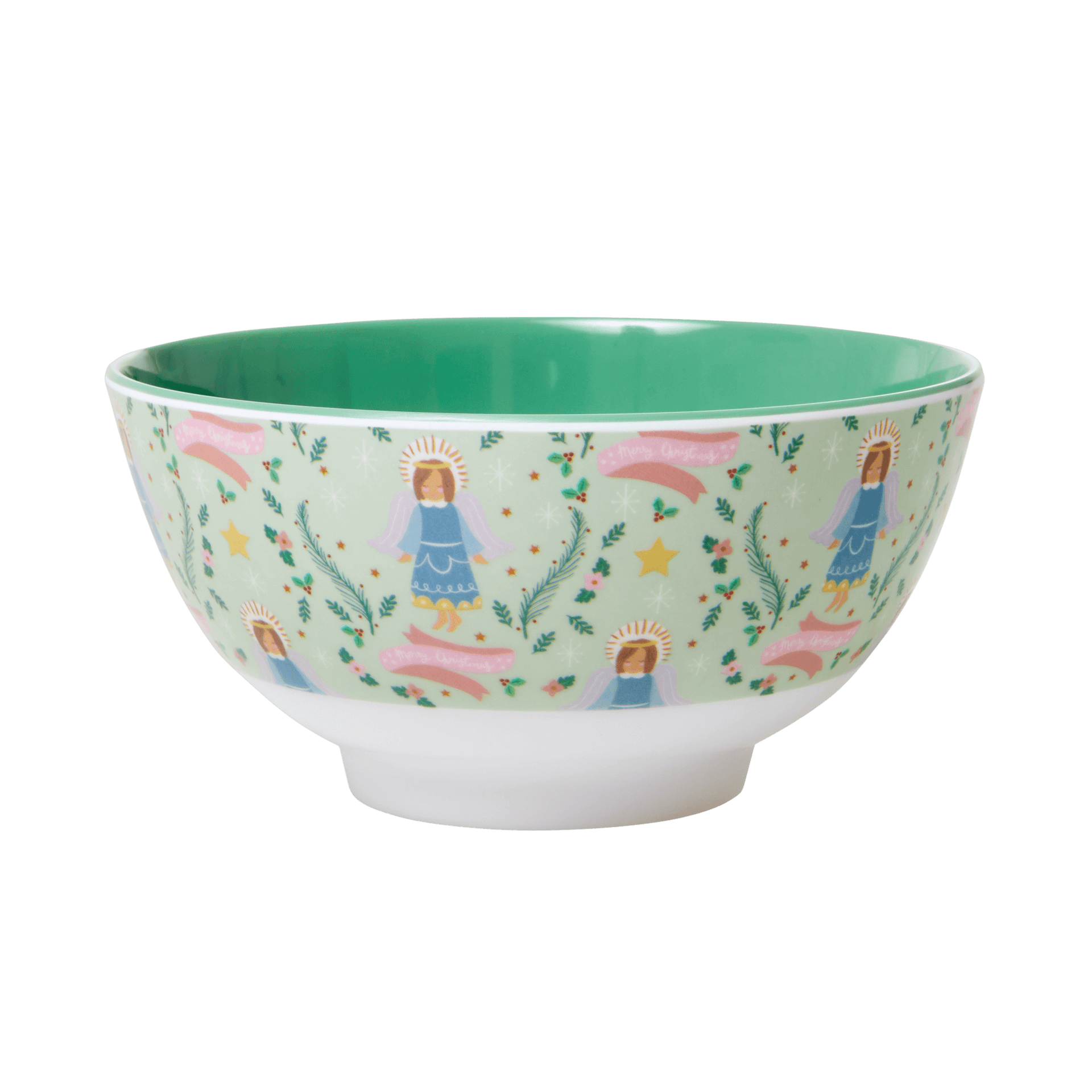 Melamine Bowl with Xmas Angel Print - Medium - Two Tone