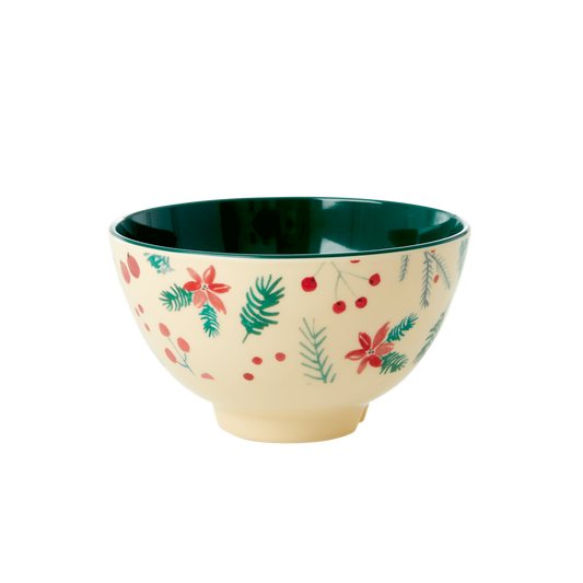 Rice Dk | Small Melamine Bowl with Poinsettia Christmas Print