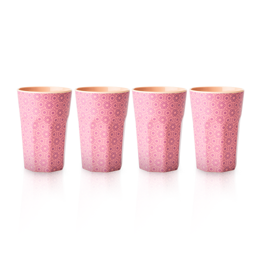 4 Melamine Cup - Tall Set | Pink Marrakesh Print - Rice By Rice