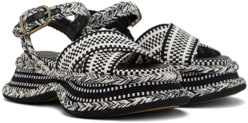 Black & White Meril Flat Sandals