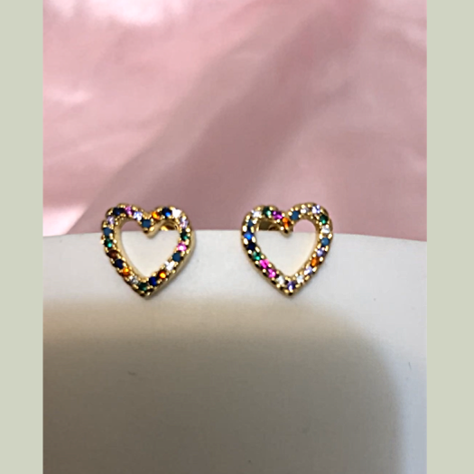 Heart Rainbow Stud Earrings