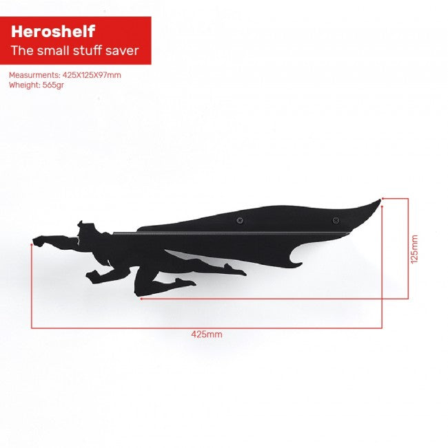 Artori Design | Heroshelf - Superhero Mail and Key Holder Wall Mount – Metal Shelf with Hooks