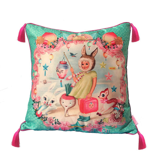 Wu and Wu Bunny Girl Cushion with tassels