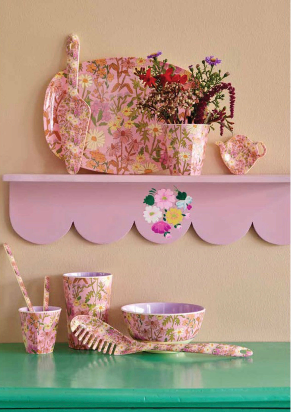 Medium Melamine Cup - Soft Pink - Daisy Dearest Print - Rice By Rice