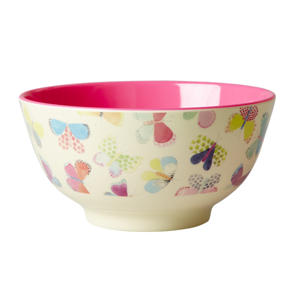 Rice DK Butterfly Print Two Tone Melamine Bowl